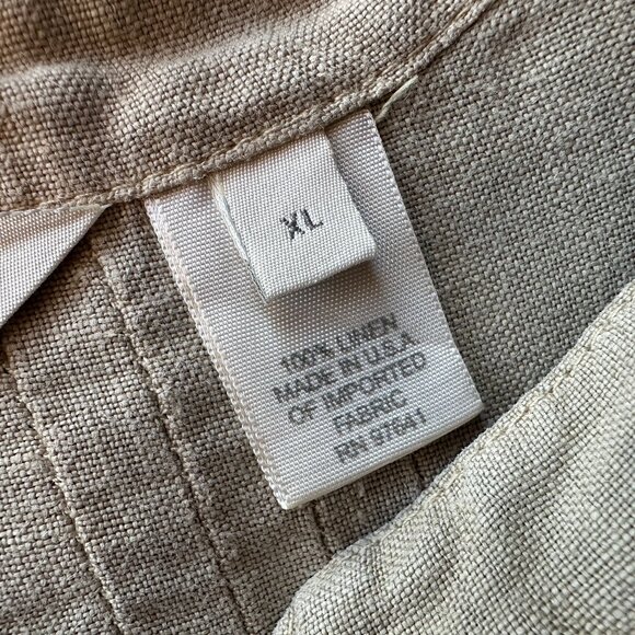 J. Jill Womens XL Top Linen Tunic Button Long Sleeve Tan Bohemian Hippie - Picture 7 of 8